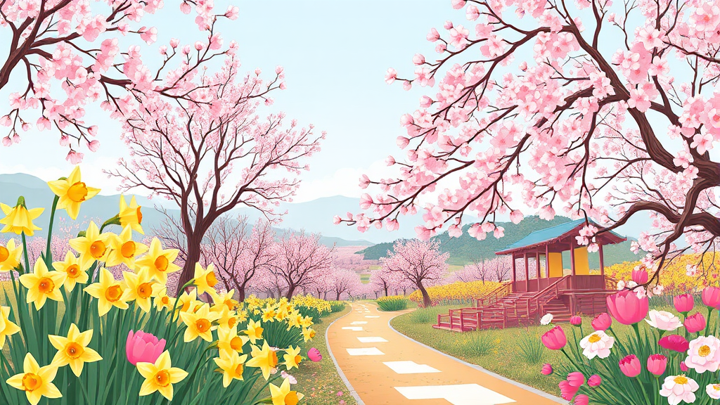 3월 경기도 봄꽃 명소 & 체험 여행지 추천 BEST 1 3월 경기도, 봄꽃 만끽할 명소는? (illustration 스타일)
