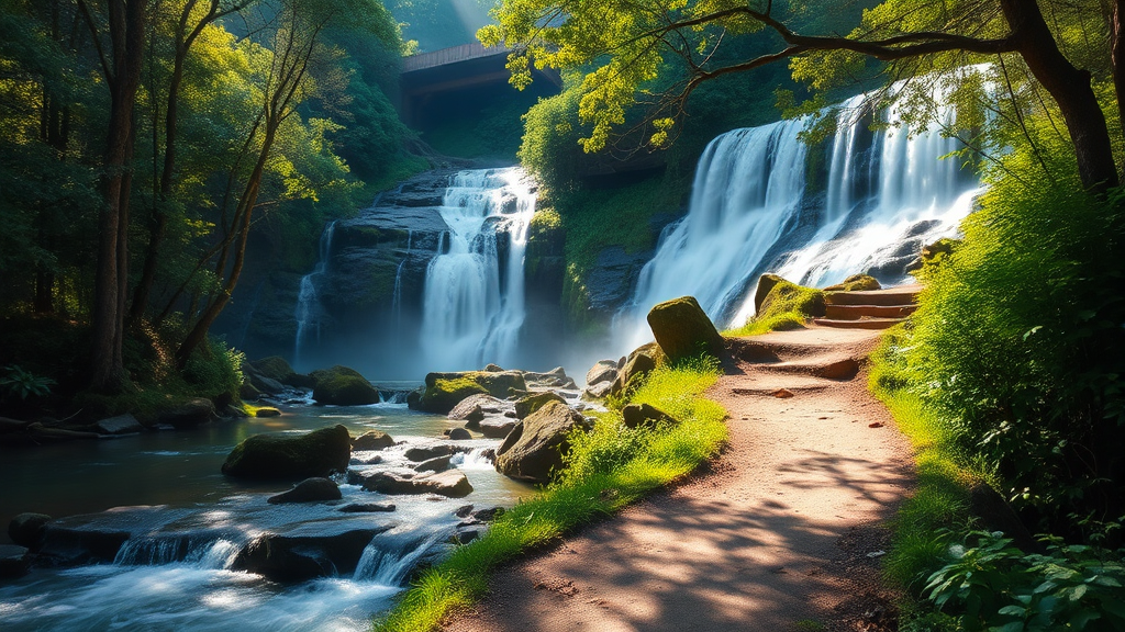 하동 쌍계사: 고즈넉한 사찰과 불일폭포의 시원함 (realistic 스타일)