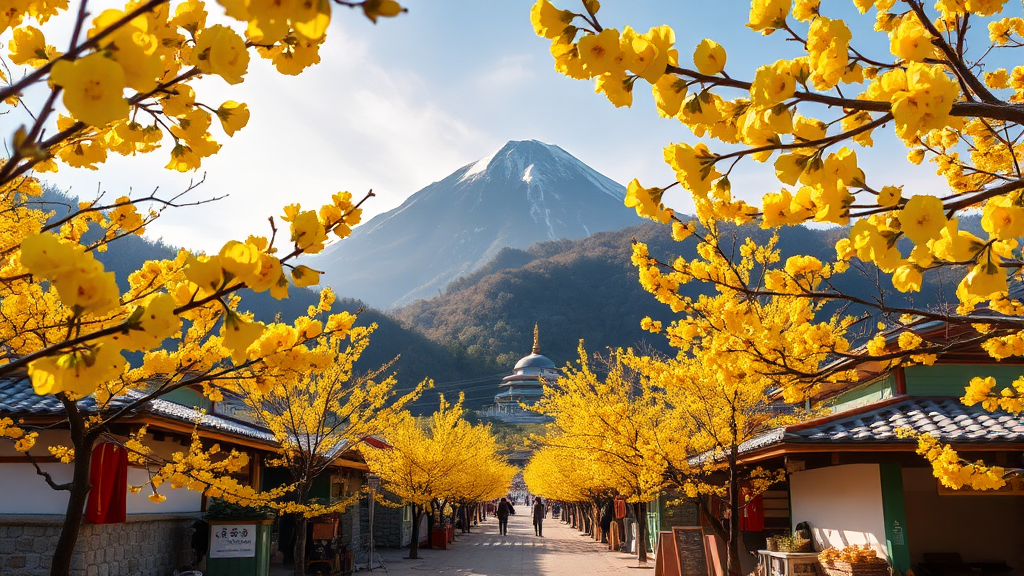 3월 전남 봄꽃 여행: 광양 매화부터 구례 산수유까지 2 노란 물결, 구례 산수유꽃 축제 (realistic 스타일)