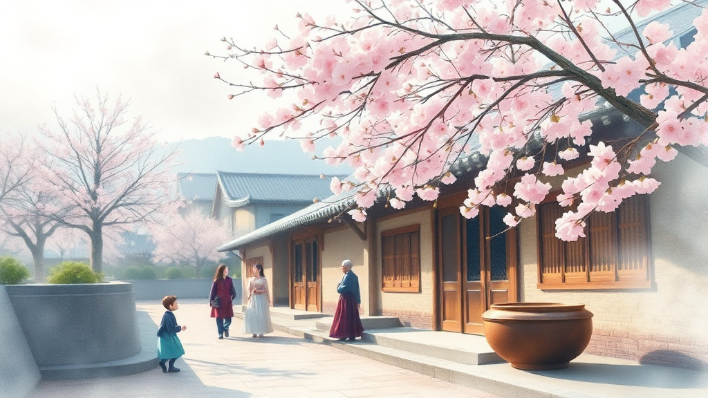 전주 한옥마을: 고즈넉한 전통의 아름다움 (watercolor 스타일)