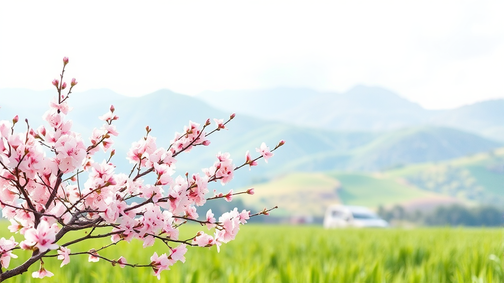 봄꽃 만개 예상 시기 및 축제 정보 (watercolor 스타일)