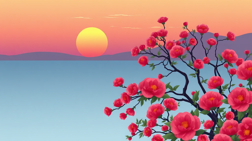 3월 충남 봄꽃 명소: 서천 동백정부터 태안 튤립까지 2 서천 동백정: 500년 동백 숲에서 만나는 서해의 봄 (illustration 스타일)