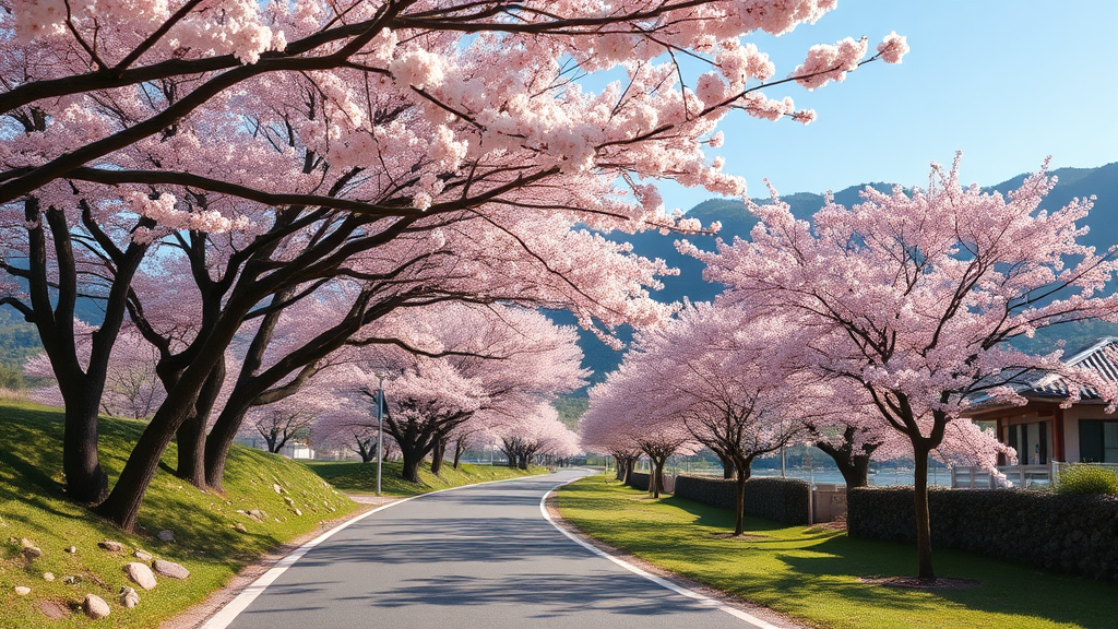 청남대: 대통령의 숨겨진 휴양지에서 만끽하는 봄 (realistic 스타일)