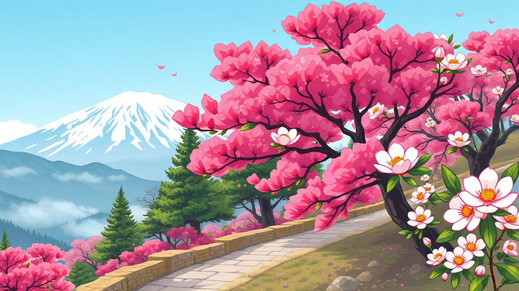 설악산 & 오대산: 겨울과 봄의 조화 (cartoon 스타일)