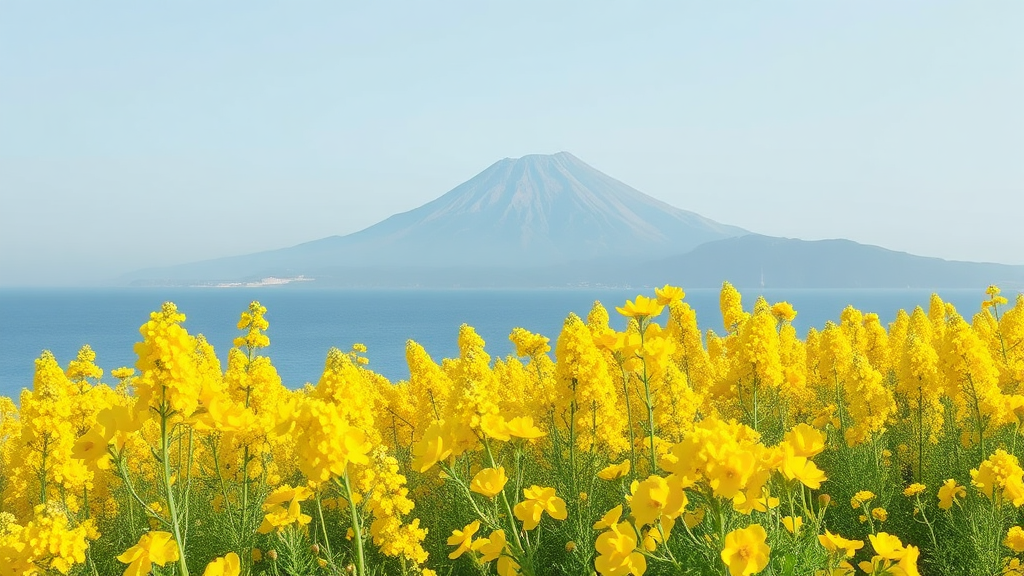 유채꽃 만발한 제주, 인생샷 명소 추천 (watercolor 스타일)