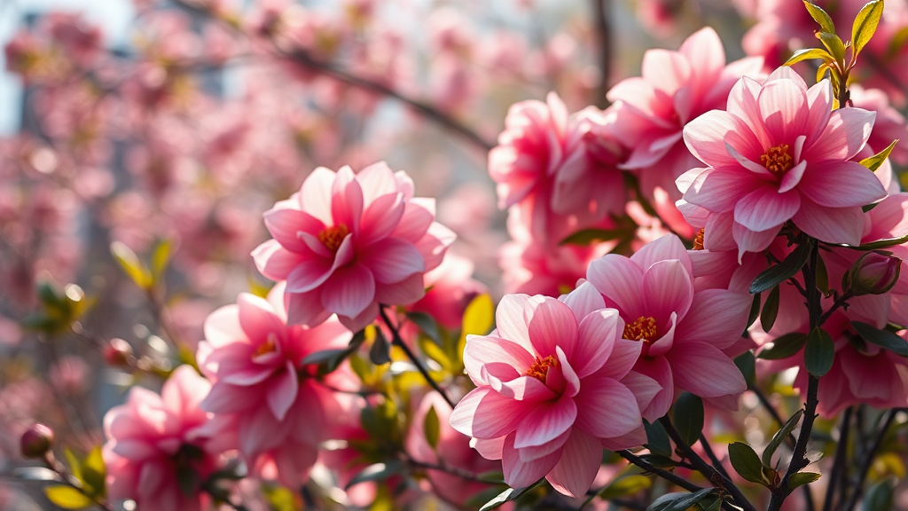 제주 동백꽃 군락지에서 만나는 봄의 정취 (realistic 스타일)