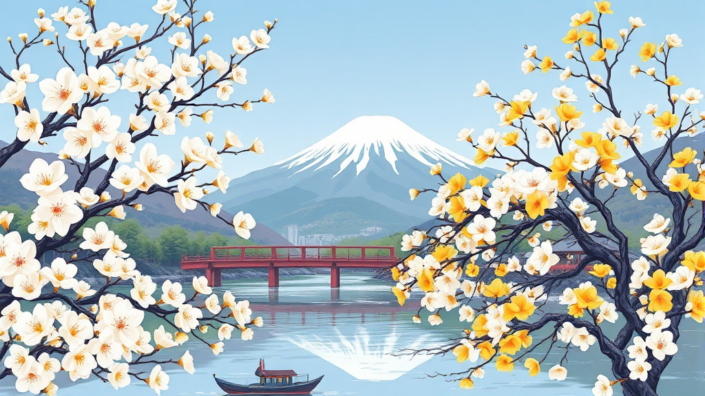 3월, 봄을 알리는 대표 축제: 광양 매화축제 & 구례 산수유꽃축제 (illustration 스타일)