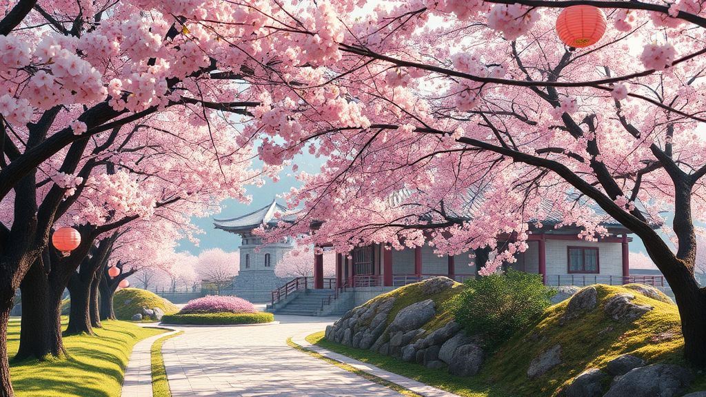 화려한 벚꽃의 향연: 진해 군항제와 벚꽃 명소 (realistic 스타일)