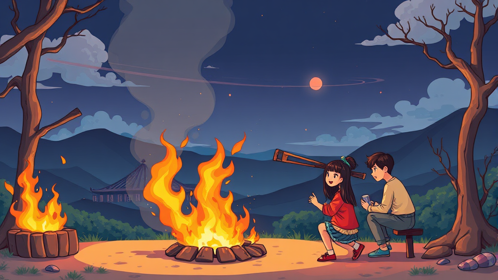 지역 특색을 담은 이색 축제: 제주 들불축제와 함께하는 특별한 경험 (cartoon 스타일)