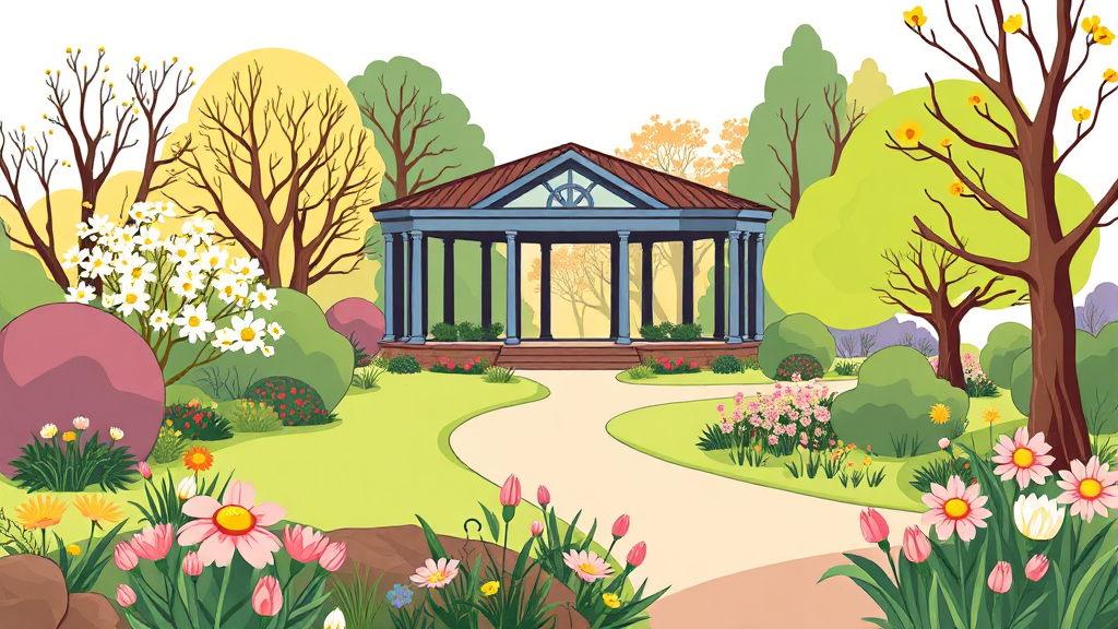 3월 경기도 봄꽃 축제: 벚꽃, 산수유, 진달래 명소 총정리 1 봄의 정취를 만끽하는 경기도 숲길 (cartoon 스타일)