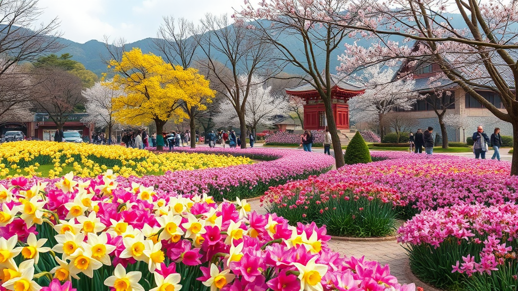 3월 경기도 봄꽃 축제: 벚꽃, 산수유, 진달래 명소 총정리 2 다채로운 봄꽃 축제의 향연 (realistic 스타일)