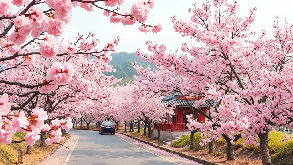 3월 경기도 봄꽃 축제: 벚꽃, 산수유, 진달래 명소 총정리 3 핑크빛 설렘, 경기도 벚꽃 명소 (watercolor 스타일)