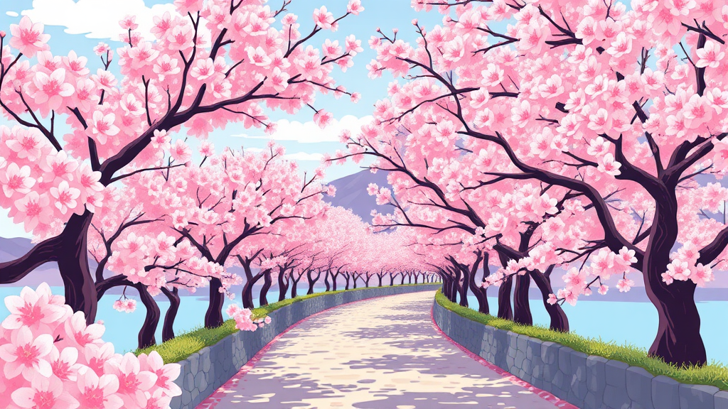 사진 찍기 좋은 벚꽃 명소: 인생샷 보장 스팟 (cartoon 스타일)