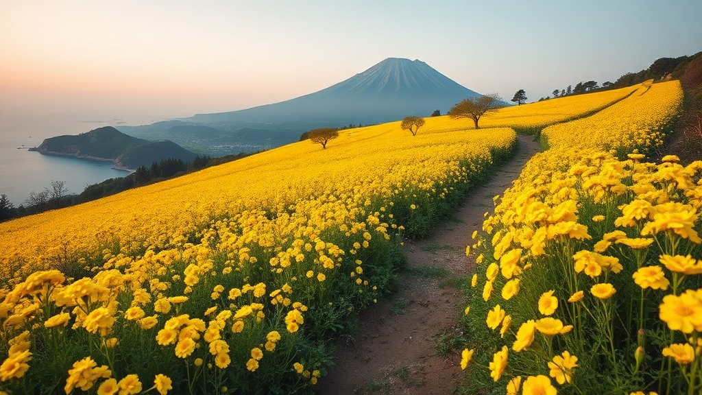 3월 제주도, 유채꽃부터 들불축제까지 봄꽃 만끽 여행 완벽 가이드 7 3월 제주 여행, 놓치면 후회할 특별한 경험 (realistic 스타일)