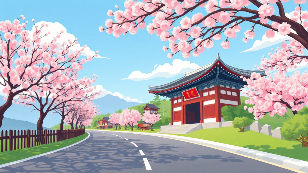 특별한 추억 만들기: 경상북도 봄 여행 체크리스트 (illustration 스타일)