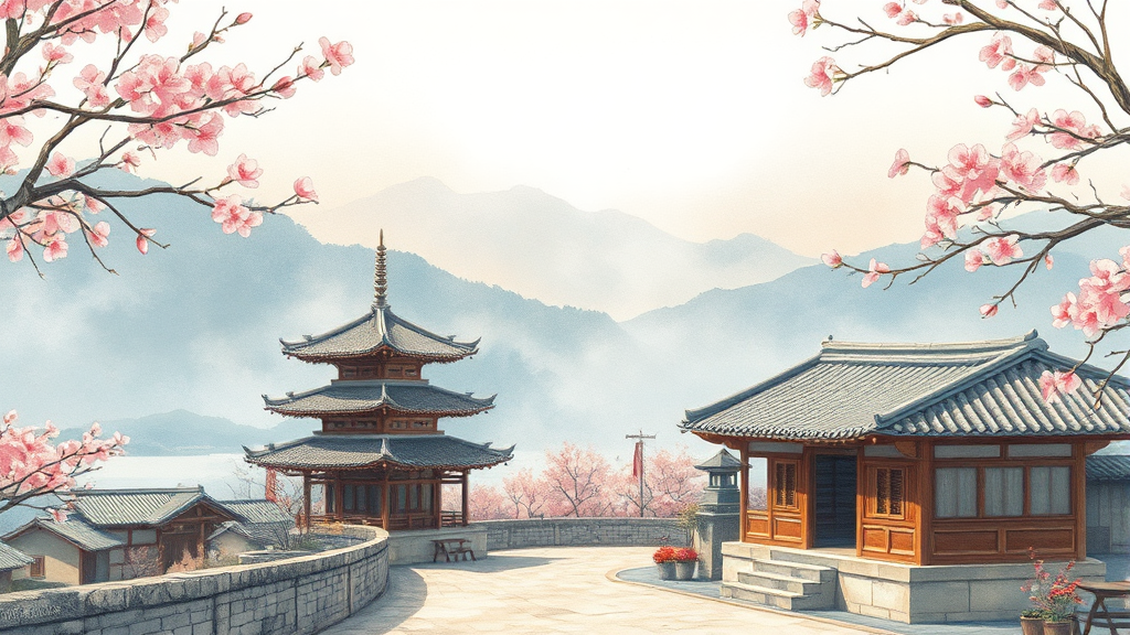 봄의 정취를 만끽하는 충남 추천 여행지 (watercolor 스타일)