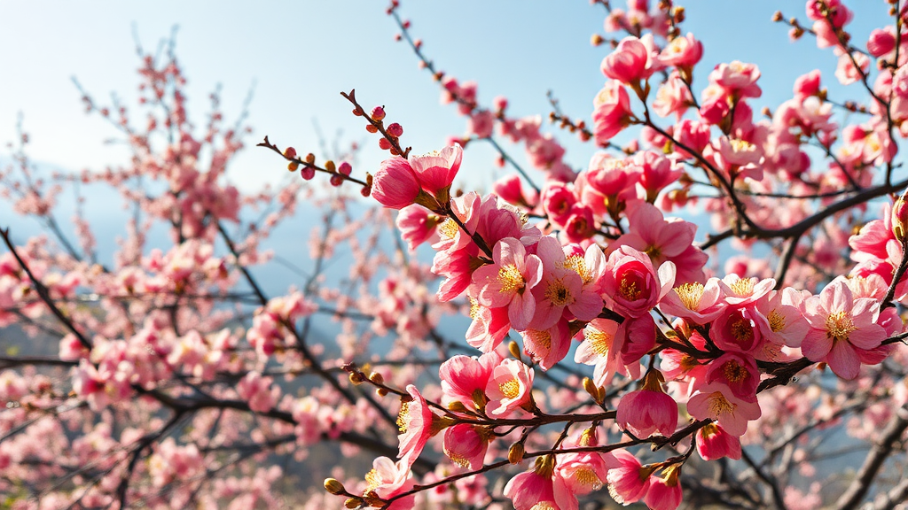 봄꽃 축제 미리보기: 벚꽃, 산수유, 동백꽃 명소 (realistic 스타일)