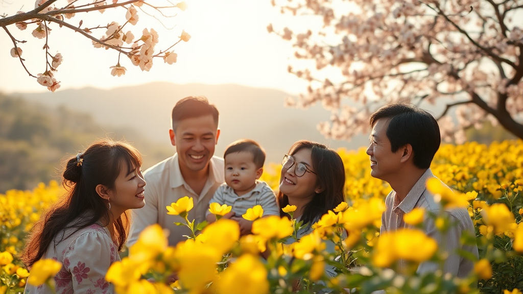 3월 봄꽃 여행: 매화, 산수유부터 제주 이색 축제까지 총정리 4 제주에서 만나는 봄꽃: 유채꽃, 능수매 등 이색 축제 (realistic 스타일)