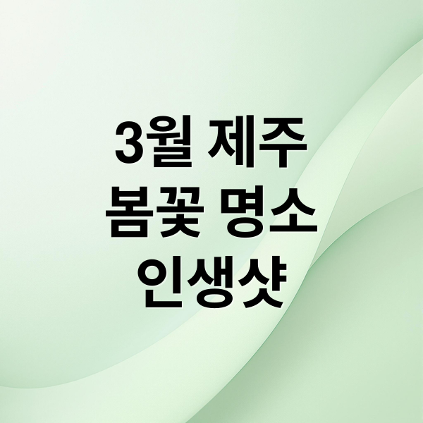 3월 제주, 봄꽃 만발한 인생샷 명소와 숨은 보석 같은 여행지 추천