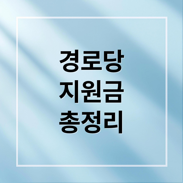 경로당 지원금 총정리: 신청부터 사용처, 지자체별 혜택까지