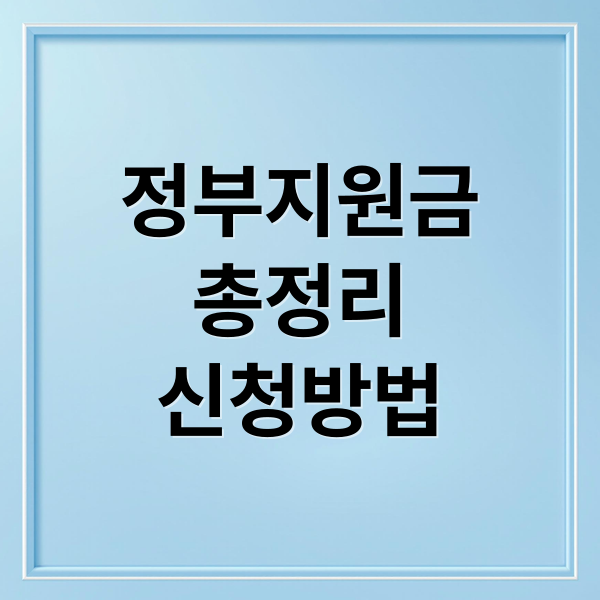 정부지원금 총정리: 대상별 신청 방법부터 꿀팁까지