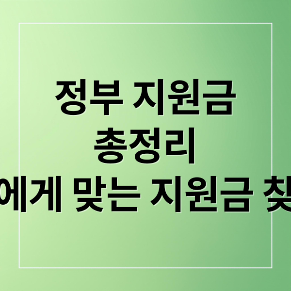 정부 지원금 총정리: 나에게 맞는 지원금 찾는 완벽 가이드