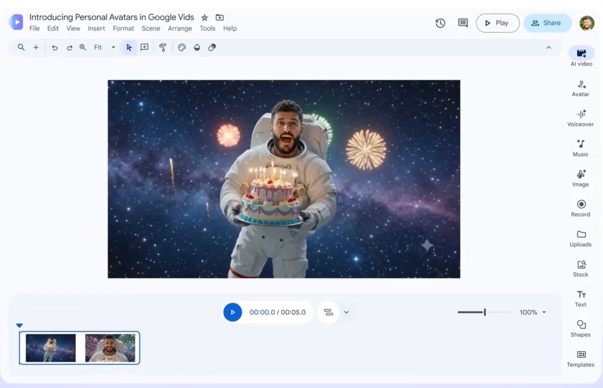 이제 Google Vis를 사용하면 AI로 자신의 동영상에 출연할 수 있습니다.